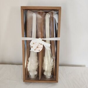 New in Box World Market White Gnome Taper Candles Set of 2